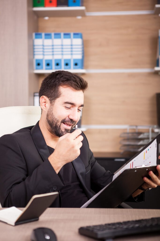 portrait businessman working his office businessperson professional environment