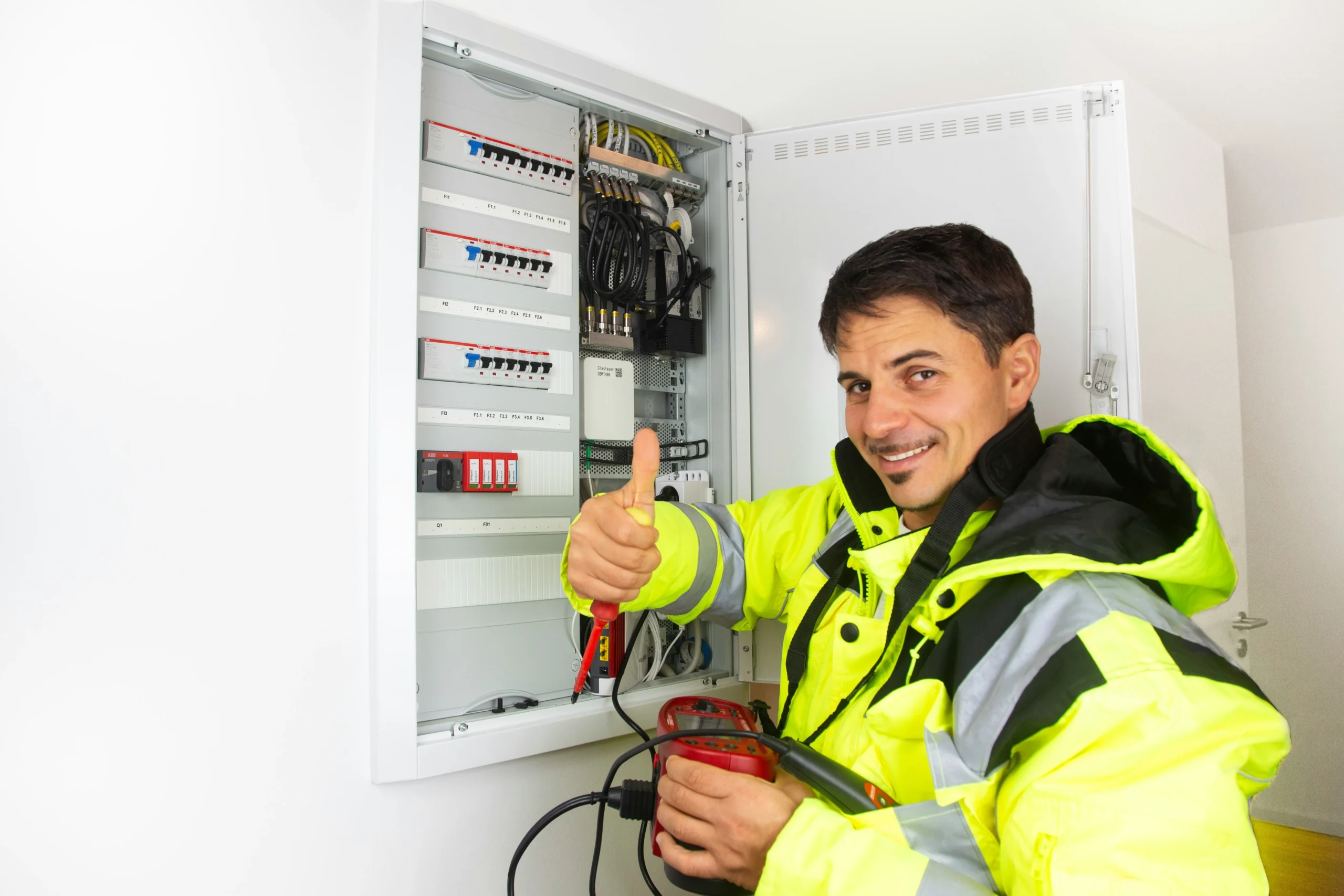 Electrician working on a distribution board