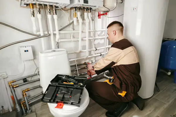 Plumber fitting heating pipework